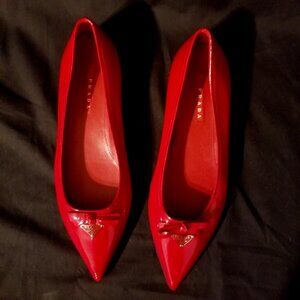 Prada Red Patent Leather Flats